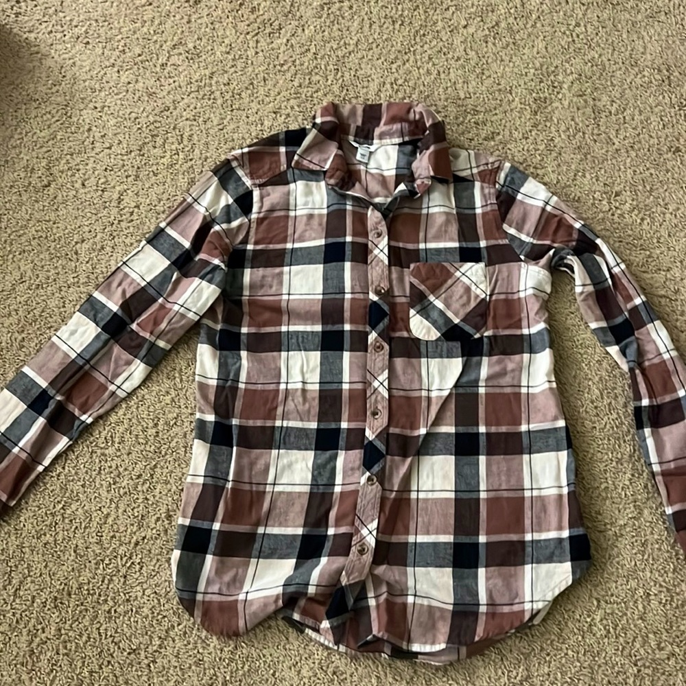Mauve, Navy, and White flannel